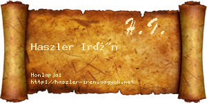 Haszler Irén névjegykártya